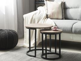 Conjunto de 2 mesas de apoio em preto e castanho DIXIE