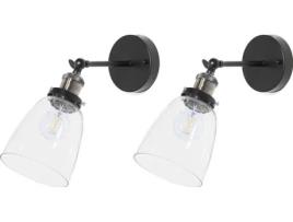 Conjunto de 2 candeeiros de parede em vidro e preto LOVAT