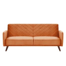 Sofá-cama de 3 lugares em veludo laranja SENJA