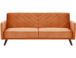 Sofá-cama de 3 lugares em veludo laranja SENJA