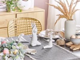 Conjunto de 3 figuras decorativas em forma de coelho cerâmica branca BREST