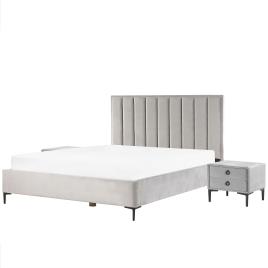 Conjunto de quarto em veludo cinzento 180 x 200 cm SEZANNE