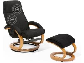 Cadeira de Escritório Executiva BELIANI Hero Preto com Função de Massagem (Poliéster e Madeira)