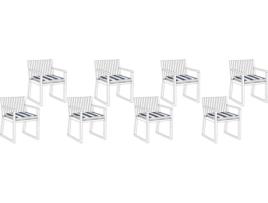 Conjunto de 8 almofadas às riscas azul marinho para cadeira SASSARI