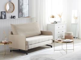 Sofá-cama de 2 lugares em tecido creme BELFAST