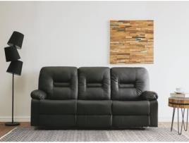 Sofá BELIANI Bergen (Preto - Pele Sintética - Lugares: 3)
