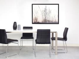 Conjunto de 2 cadeiras em aço inoxidável e pele preta KIRON