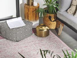 Tapete de exterior 120 x 180 cm rosa e branco BALLARI