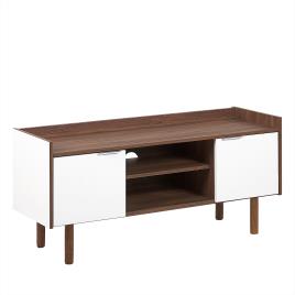 Móvel de TV branco com castanho escuro MADERA