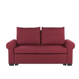 Sofá-cama de 2 lugares em tecido vermelho SILDA