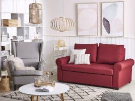 Sofá-cama de 2 lugares em tecido vermelho SILDA
