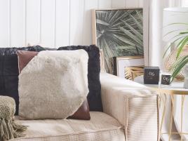 Conjunto de 2 almofadas decorativas creme e castanho 42 x 42 cm EHNAR