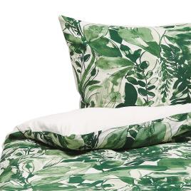 Conjunto de capa de edredão de algodão 155 x 220 cm verde e branco GREENWOOD