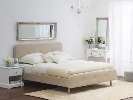 Cama de casal creme com estrado 180 x 200 cm RENNES