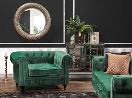Poltrona em veludo verde CHESTERFIELD
