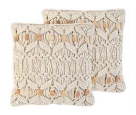 Conjunto de 2 almofadas decorativas 45 x 45 cm creme NICAEA