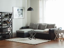 Sofá-cama de canto à esquerda com 3 lugares em tecido cinzento TAMPERE