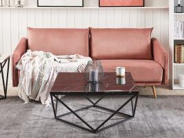 Mesa de centro com efeito de mármore preto e pés pretos MALIBU