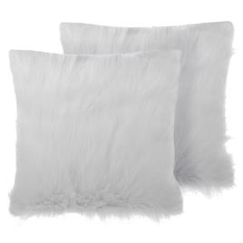 Conjunto de 2 almofadas decorativas em pele sintética 45 x 45 cm creme claro DAISY
