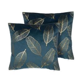 Conjunto de 2 almofadas decorativas 45 x 45 cm azul FREESIA