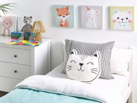 Almofada decorativa branca e preta em forma de gato 42 x 38 cm CENNAJ