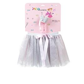 TUTÚ PLATEADO Y CINTA CON CORONA coffret 2 pz