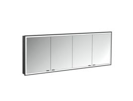 Armário Espelho Iluminado EMCO Prime Facelift 1800 Mm 4 Portas Modelo de Encastrar 9497 Cor: Preto/Espelho