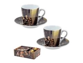 JAVIER Meninas Juego de 2 Tazas para Café Con Platos En Caja de Regalo