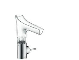 Misturadora de Lavatório Monocomando HANSGROHE Axor Starck V 140 com Bica de Vidro e Descarga Rápida Corte Facetado Cor: Óptica de Ouro Escovado