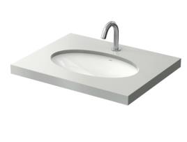 Lavatório de Encastrar TOTO Wu Sem Furo para Torneira com Descarga 590X380Mm Lavatório Redondo Lw1506Juywf#W