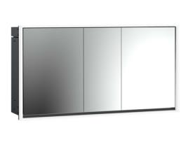 Armário com Espelho Iluminado para Sótãos Da EMCO 1600 Mm 3 Portas Modelo de Encastrar 9798 Cor: Preto/Espelho
