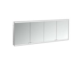 Armário Espelho Iluminado EMCO Prime 2 Facelift 1800 Mm 4 Portas Modelo de Encastrar 9497 Cor: Alumínio/Branco
