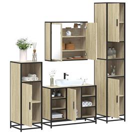vidaXL 4 pcs conj. móveis casa banho derivados madeira carvalho sonoma