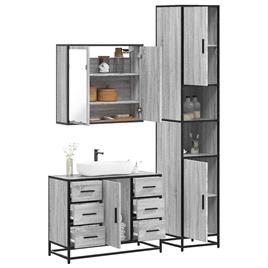 vidaXL 3 pcs Conjunto móveis casa de banho madeira proc. cinza sonoma