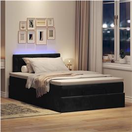 vidaXL Estrutura de cama otomana com colchão 120x200 cm veludo preto