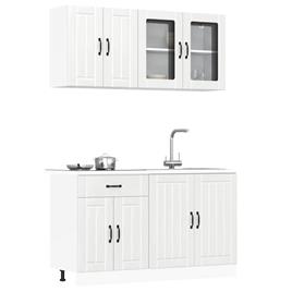 vidaXL 4 peças armário de cozinha conjunto Kalmar branco brilhante