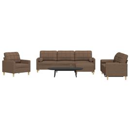 vidaXL 4 pcs conjunto de sofás c/ almofadas/apoio pés tecido castanho