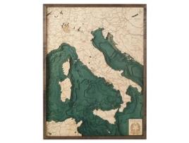 Mapa 3D com Moldura Itália L Madeira Multicolorido 61X6X81 Cm CUTTING BROTHERS