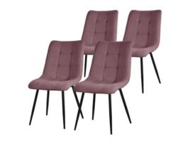 ML-DESIGN Conjunto de 4 Cadeiras de Jantar Rosa Antigo Cadeiras para Sala de Estar com Cobertura em Tecido e Pernas em Metal Preto