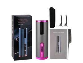 Modelador de Cachos Sem Fio Display de Temperatura Led/Recarregável Via Usb Modelador de Cachos Automático Sem Fio Portátil CHRUI Cinza