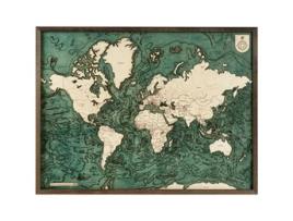 Mapa 3D com Moldura Mundo Madeira Multicolorido 81X6X61 Cm CUTTING BROTHERS