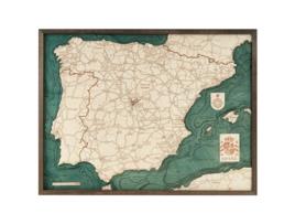 Mapa 3D com Moldura Espanha Madeira Multicolorido 81X6X61 Cm CUTTING BROTHERS
