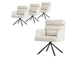 ML-DESIGN Conjunto de 4 Cadeiras Giratórias de Jantar Bege