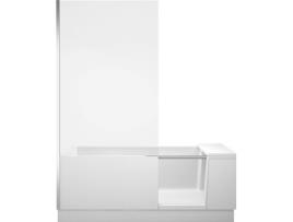 Duche Banheira Banheira com Porta Canto Esquerdo em Vidro Transparente Durocast Plus Branco Mate 700403000000000 DURAVIT