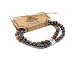 Pulseira Magnética com Pedras Naturais Jaspe Picasso 10X4X3 Cm