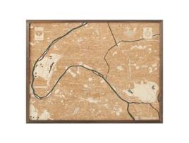 Mapa 3D com Moldura Paris Madeira Multicolorido 81X6X61 Cm CUTTING BROTHERS