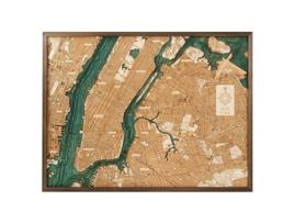 Mapa 3D com Moldura Nova Iorque L Madeira Multicolorido 81X6X61 Cm CUTTING BROTHERS