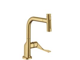 Torneira de Cozinha Axor Citterio Jato Extraível Até 50 Cm Comfortzone230 Projeção 219 Mm 39863 Cor: Óptica de Ouro Escovado HANSGROHE