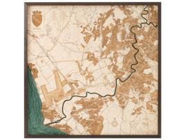 Mapa 3D com Moldura Roma L Madeira Multicolorido 76X6X76 Cm CUTTING BROTHERS