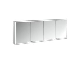 Armário Espelho Iluminado EMCO Prime Facelift 2000 Mm 4 Portas Modelo de Encastrar 9497 Cor: Alumínio/Branco